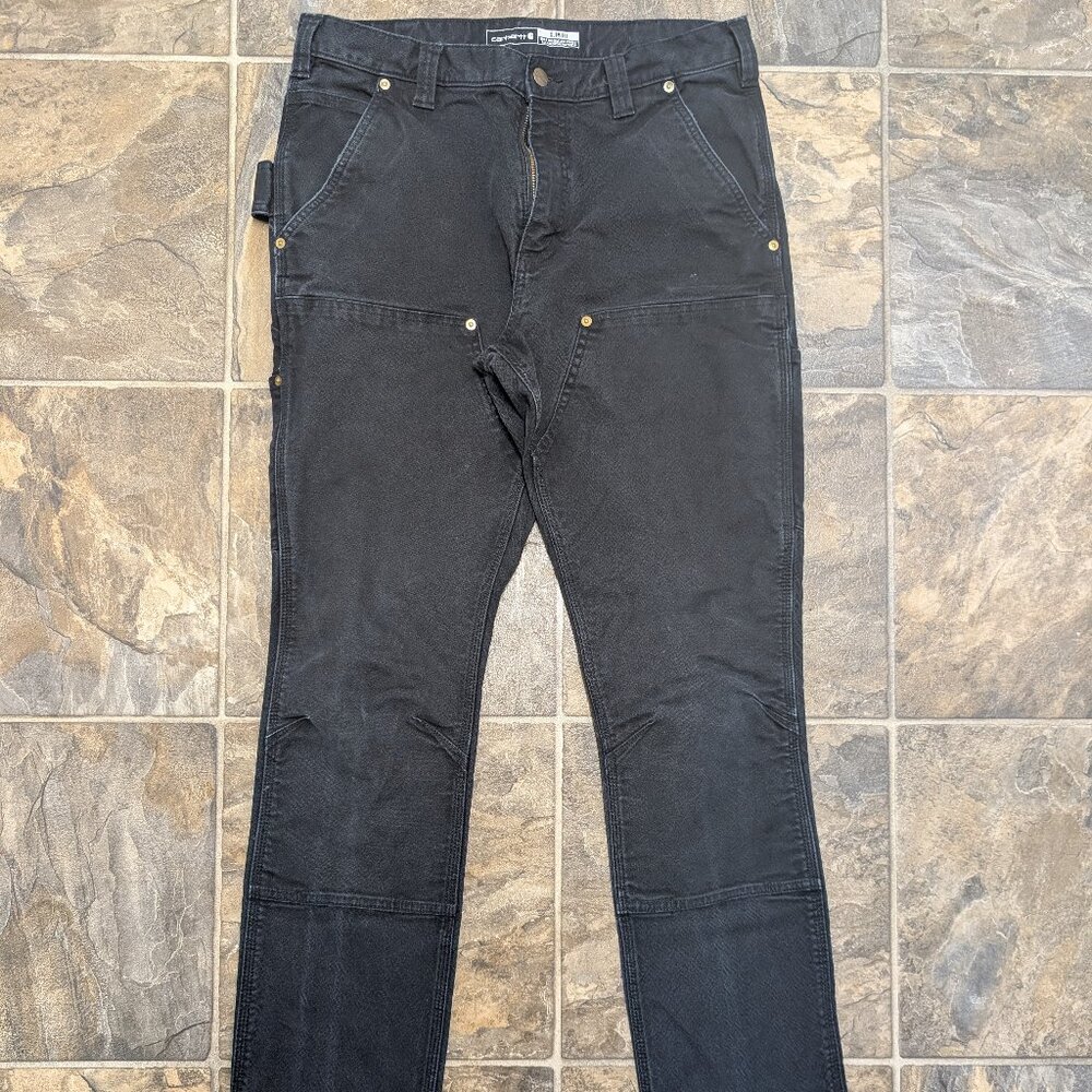 Carharrt Slim fit Double Front Work Pants Black Size 33x32